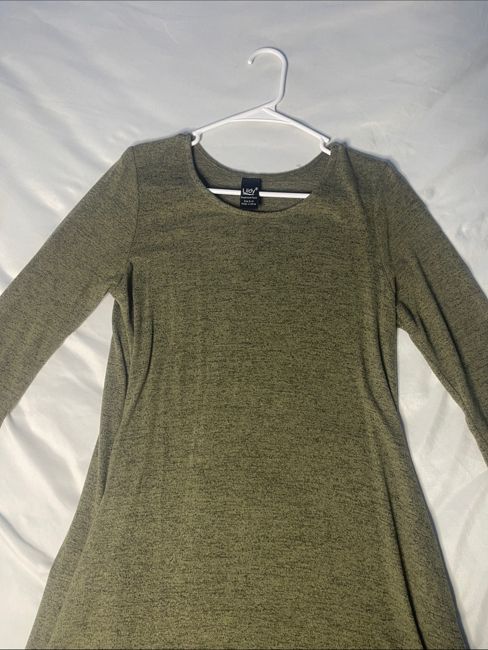 Lildy Olive Green Long Sleeve A-Line Dress